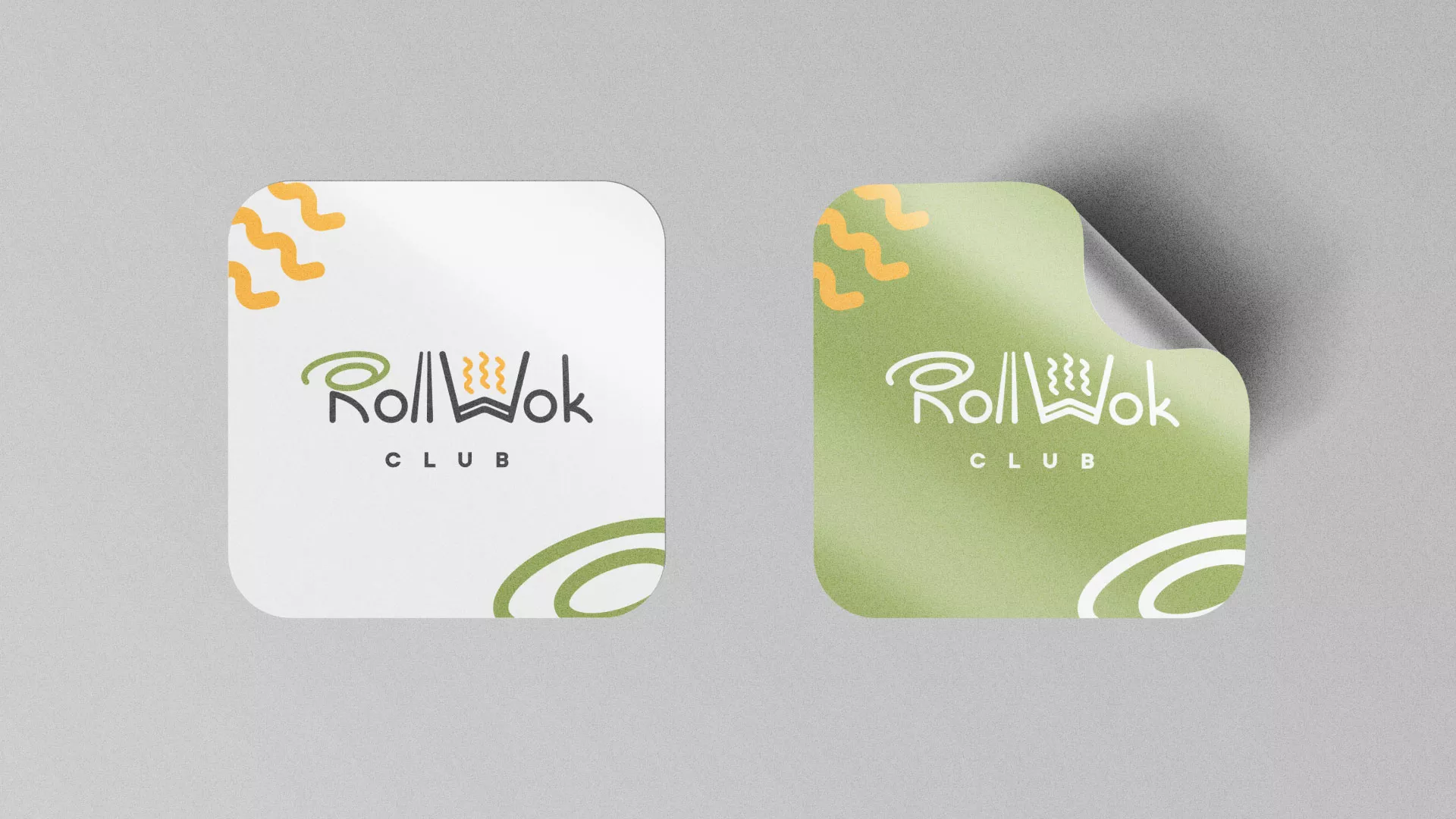 Разработка логотипа и фирменного стиля суши-бара «Roll Wok Club» в Карабулаке